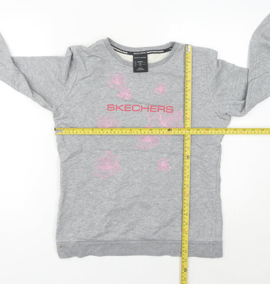 Skechers Women’s Grey Sweatshirt Size 8 UK Cotton Blend Logo Print