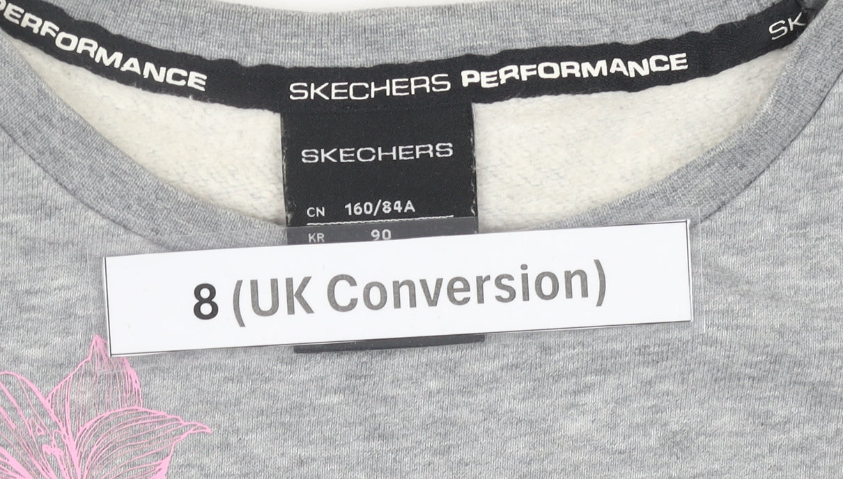 Skechers Women’s Grey Sweatshirt Size 8 UK Cotton Blend Logo Print