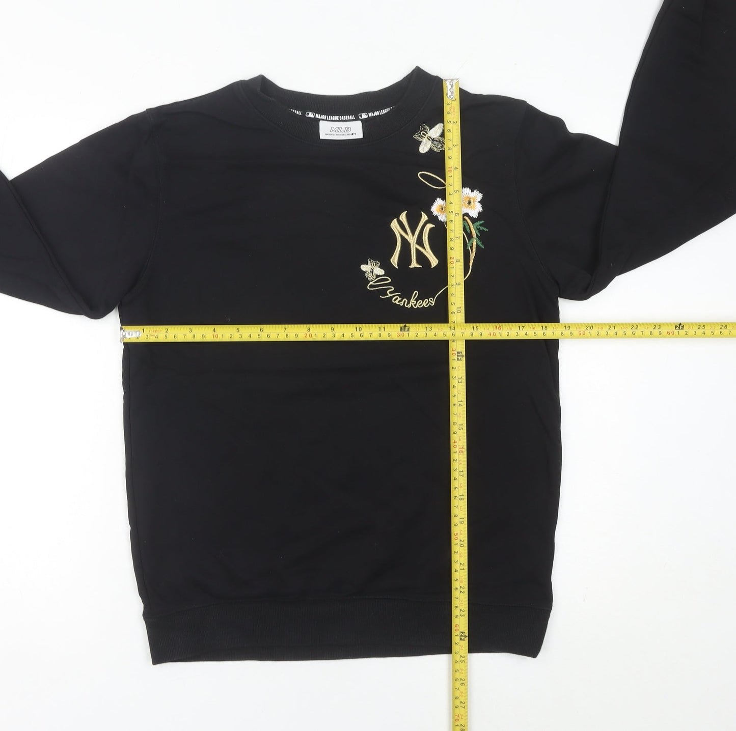 MLB Yankees Women Black Sweatshirt Size 10 Embroidered Cotton