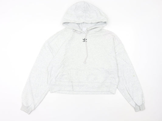 Adidas Women’s Grey Hoodie Size 8 UK Cotton Blend Pullover