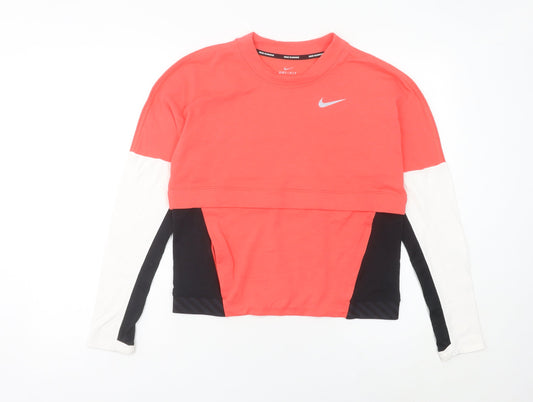 Nike Women’s Pink Black White Running Sweatshirt UK 8 Dri-Fit
