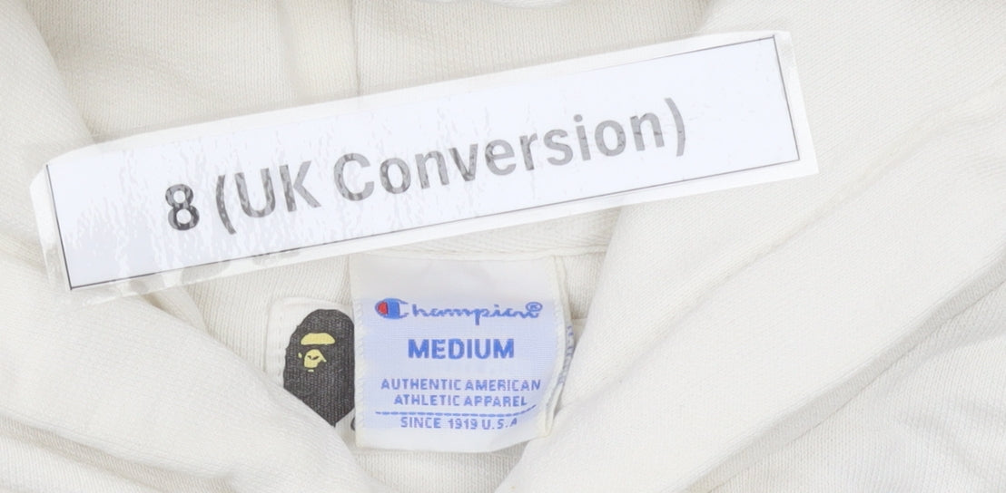 Champion x A Bathing Ape Womens White Hoodie Size 8 Logo Pullover