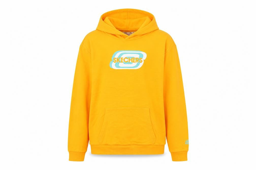Womens UK 4 Regular Skechers Yellow Pullover Hoodie