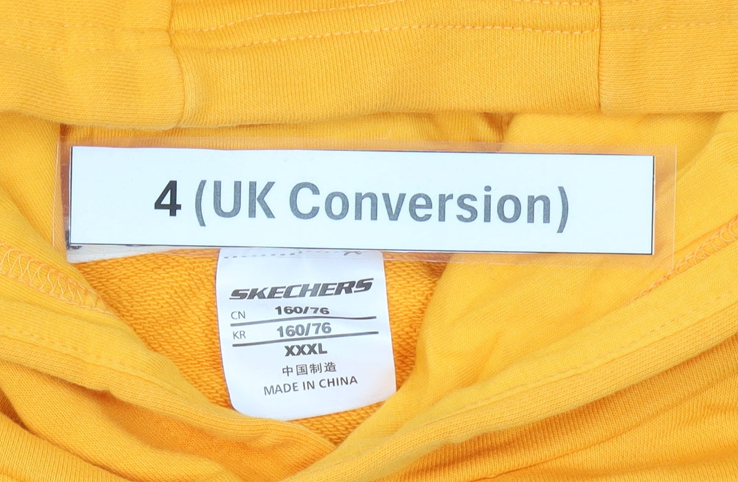 Skechers Womens Yellow Pullover Hoodie Size UK 4 Cotton Logo