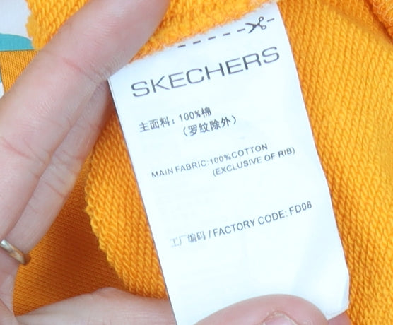 Skechers Womens Yellow Pullover Hoodie Size UK 4 Cotton Logo