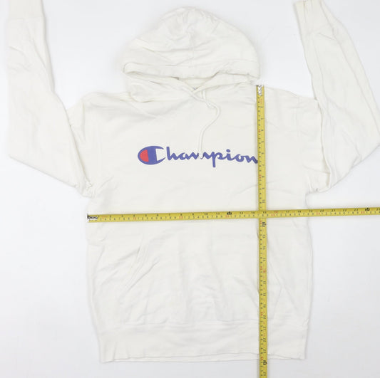 Champion Women’s White Hoodie UK 10 Pullover Logo Athletic Casual