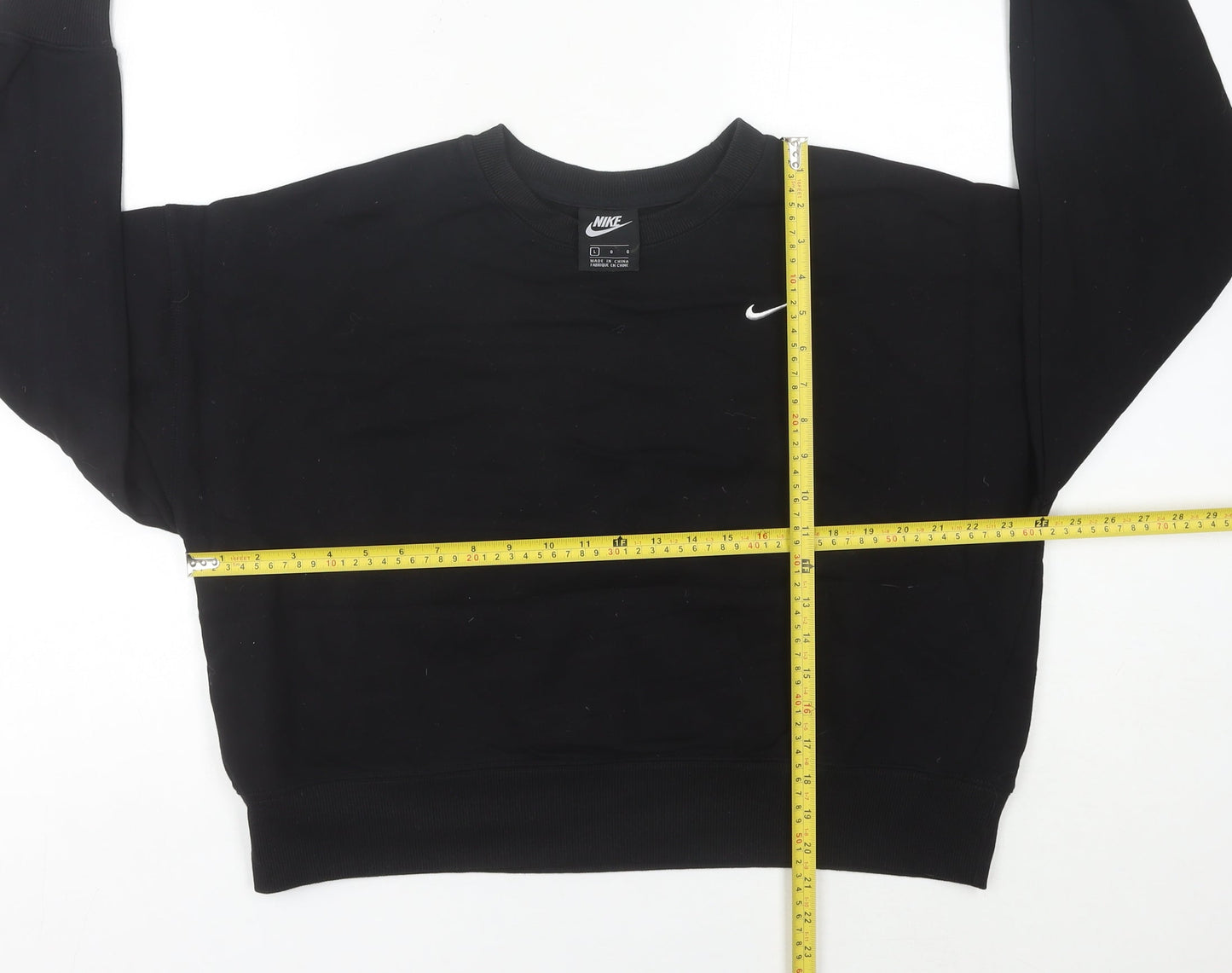 Nike Womens Black Crew Neck Pullover Sweatshirt Size 10