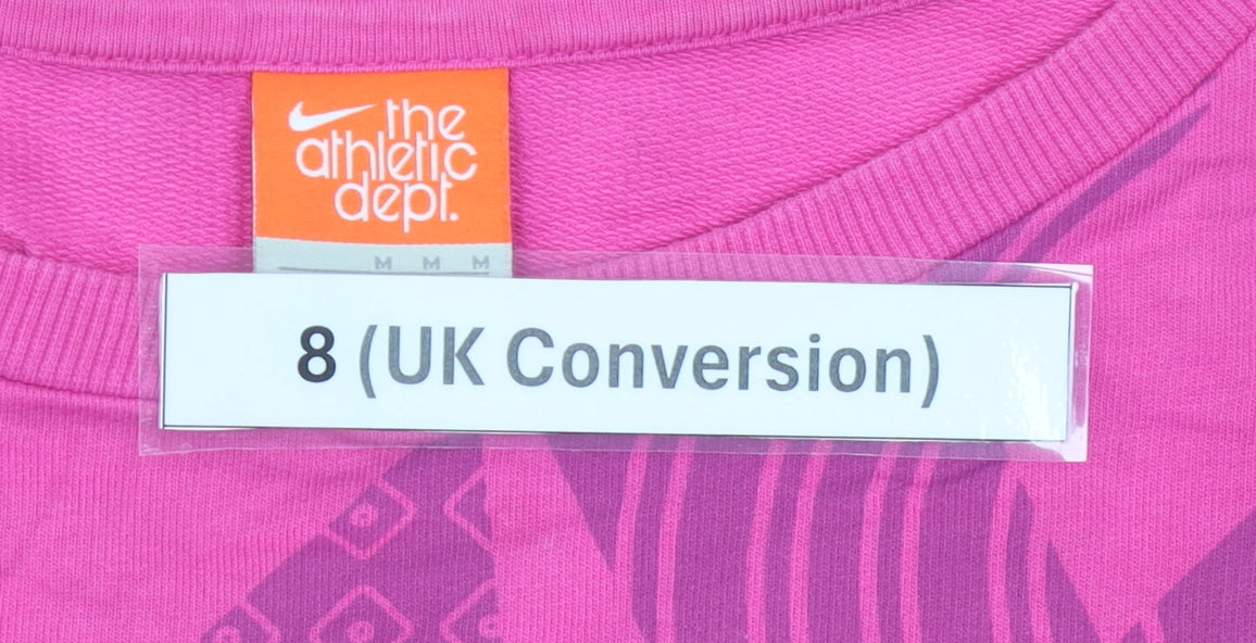 Nike Women’s Pink Sweatshirt Size 8 UK Cotton Blend Graphic Print