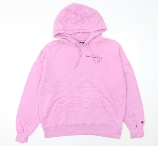 Converse Women’s Pink Hoodie Size 10 Pullover Cotton Logo Casual