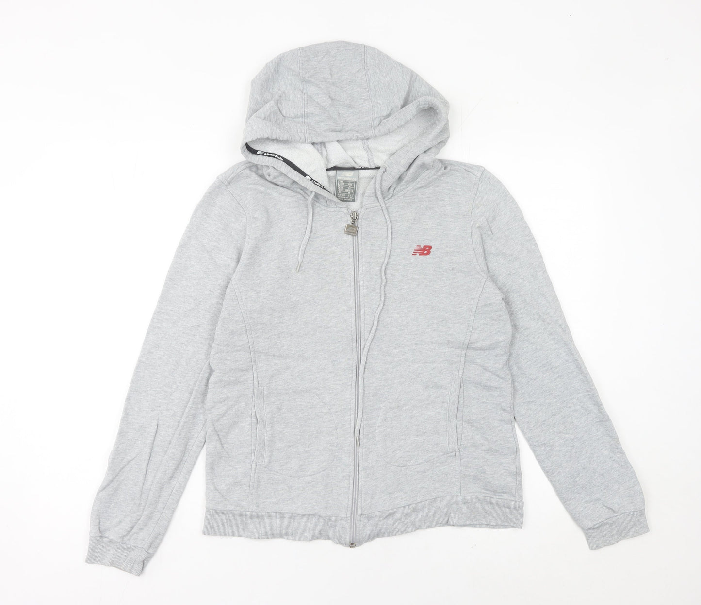 New Balance Womens Grey Full Zip Hoodie Size 8 UK Cotton Blend