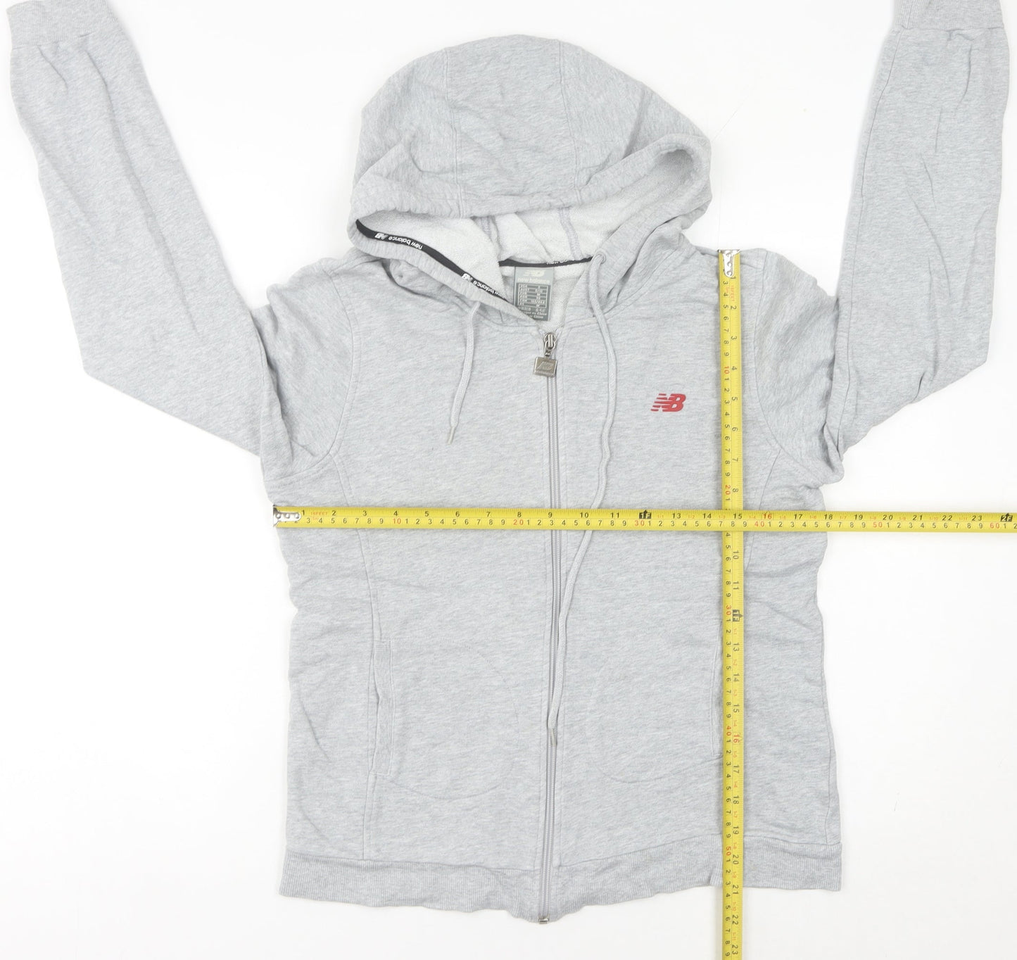 New Balance Womens Grey Full Zip Hoodie Size 8 UK Cotton Blend