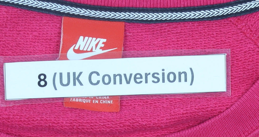 Nike Womens Pink Logo Sweatshirt Size 8 Pullover Long Sleeve