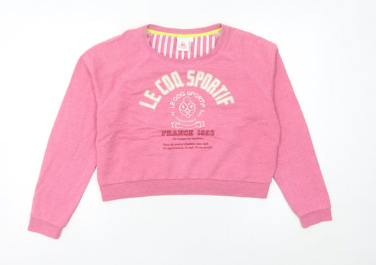 Le Coq Sportif Womens Pink Sweatshirt Size 10 Graphic Print Lined