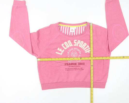 Le Coq Sportif Womens Pink Sweatshirt Size 10 Graphic Print Lined