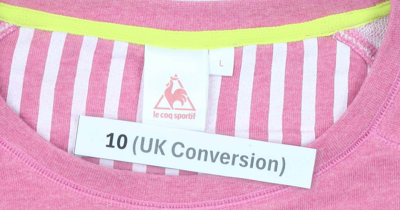 Le Coq Sportif Womens Pink Sweatshirt Size 10 Graphic Print Lined