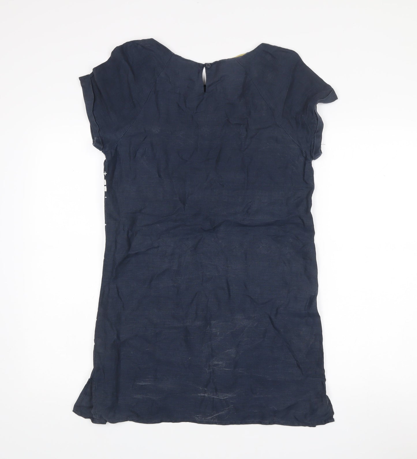 White Stuff Women’s Blue Embroidered Linen Shift Dress Size 10