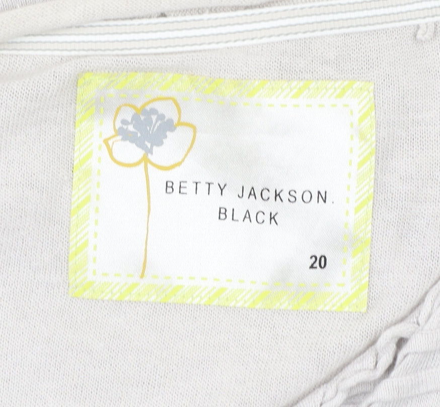 Betty Jackson Black Womens Beige Size 20 Cardigan Linen Cotton V-Neck