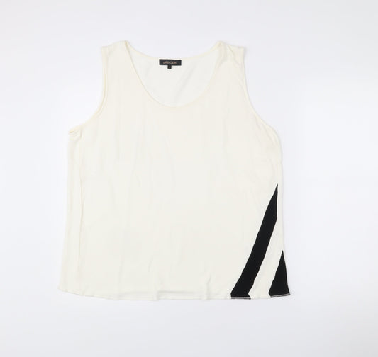 Jaeger Womens Ivory XL Sleeveless Tank Top Scoop Neck Viscose