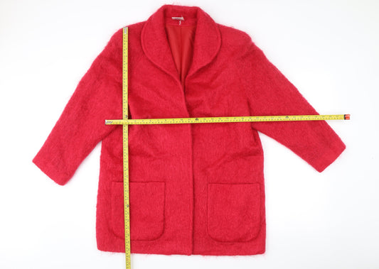 Alexon Women Red Mohair Wool Blend Mid-Length Overcoat L