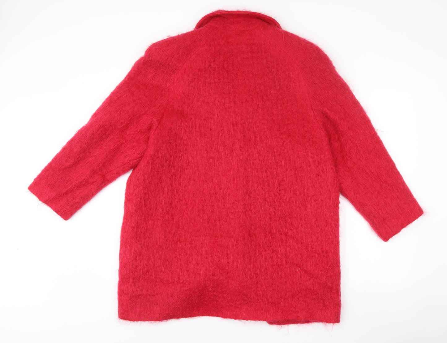 Alexon Women Red Mohair Wool Blend Mid-Length Overcoat L