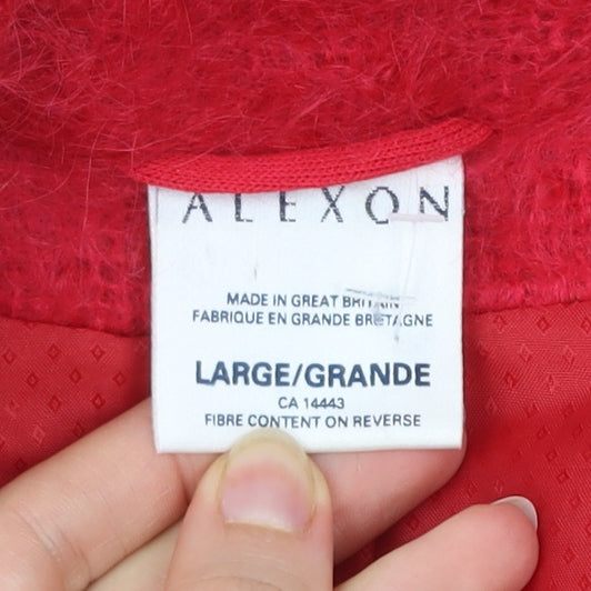 Alexon Women Red Mohair Wool Blend Mid-Length Overcoat L