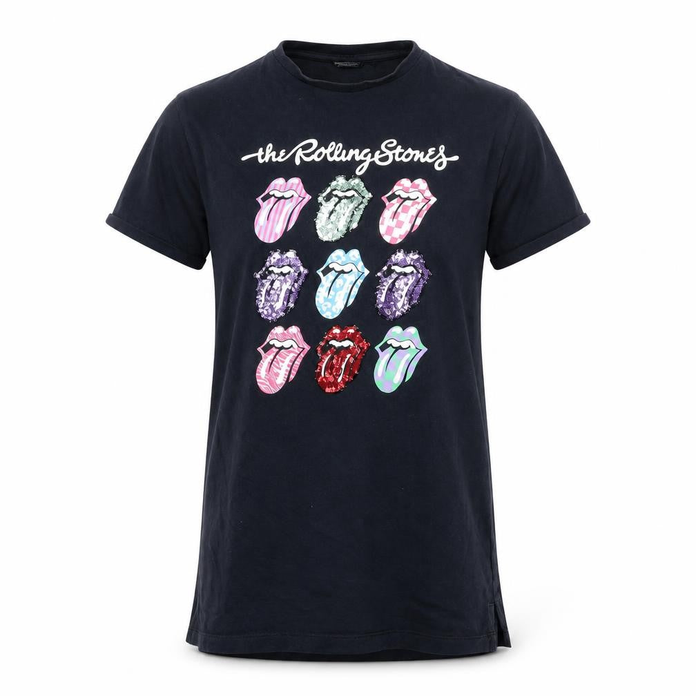 Next Girls Black Rolling Stones Sequin T-Shirt Dress 10 Years