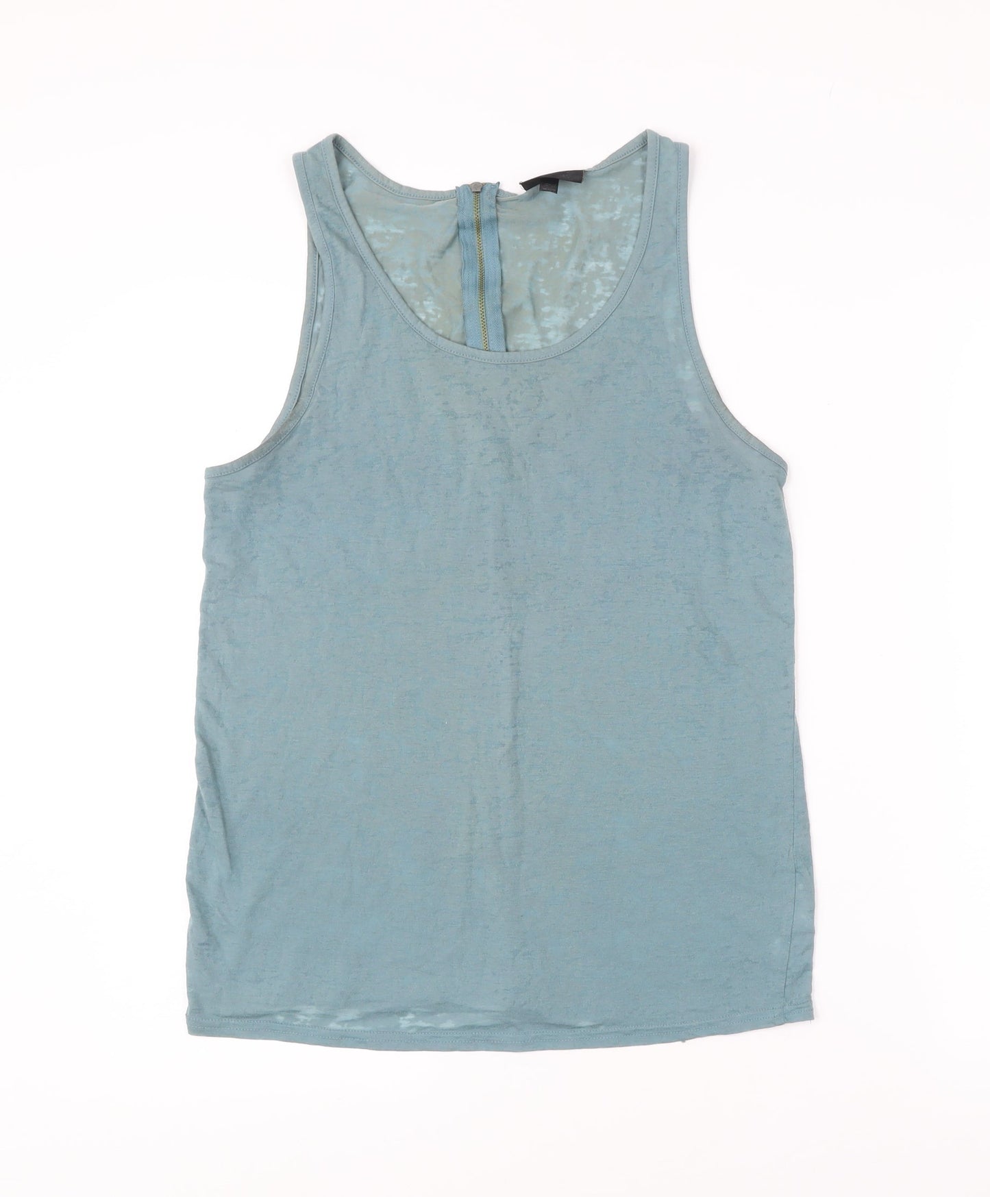 Topshop Women’s Blue Tank Top UK 12 Scoop Neck Sleeveless Zip Back