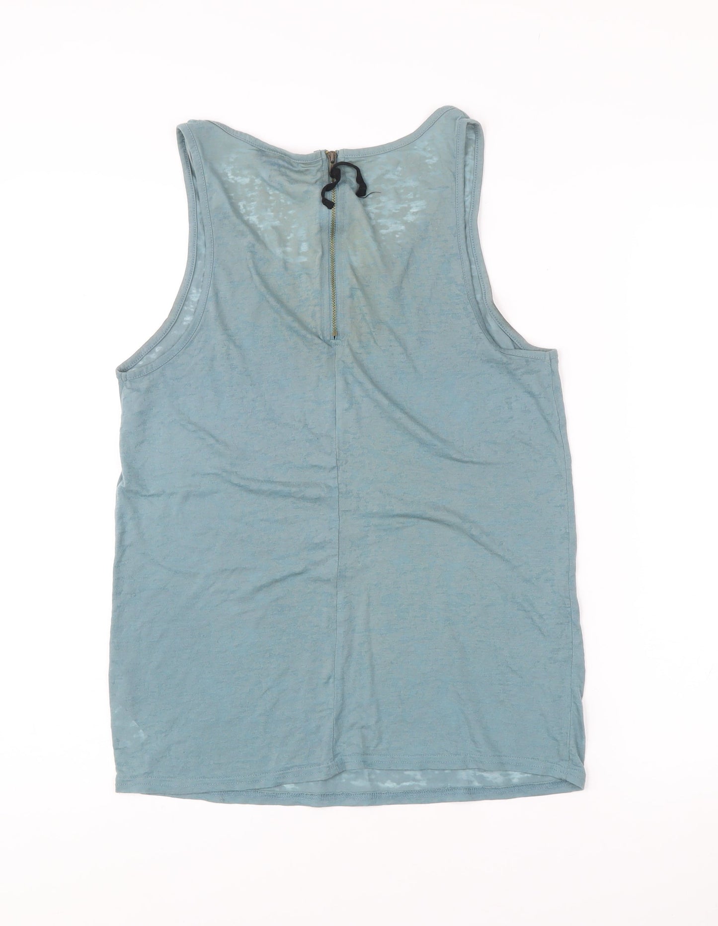 Topshop Women’s Blue Tank Top UK 12 Scoop Neck Sleeveless Zip Back