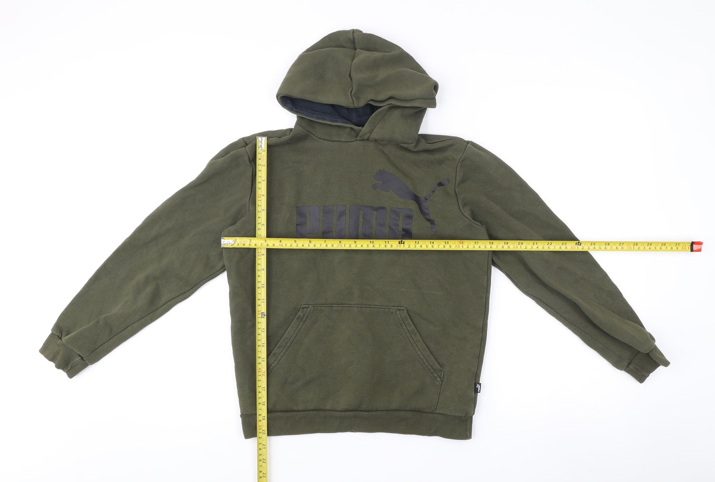 Puma Boys Green Pullover Hoodie Logo Print Size 13-14 Years