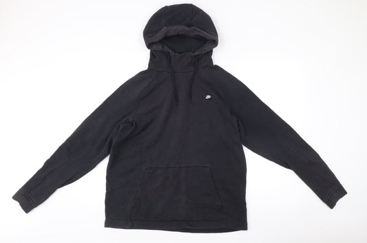 Nike Men's Black Pullover Hoodie L Logo Fleece Kangaroo Pocket