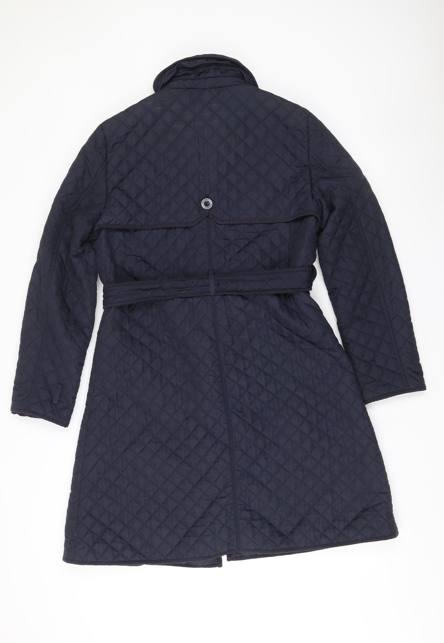 Hobbs Women’s Blue Quilted Belted Coat Size 12 Long Sleeve