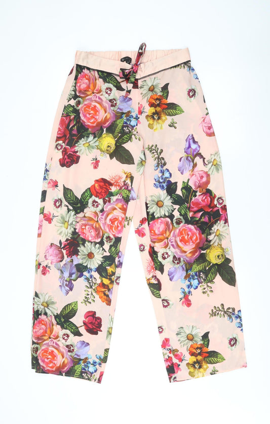 Ted Baker Womens Multicoloured Floral Elastic Waist Straight Trousers Size 10