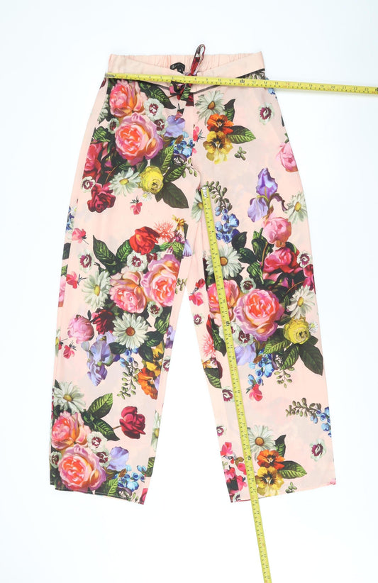 Ted Baker Womens Multicoloured Floral Elastic Waist Straight Trousers Size 10
