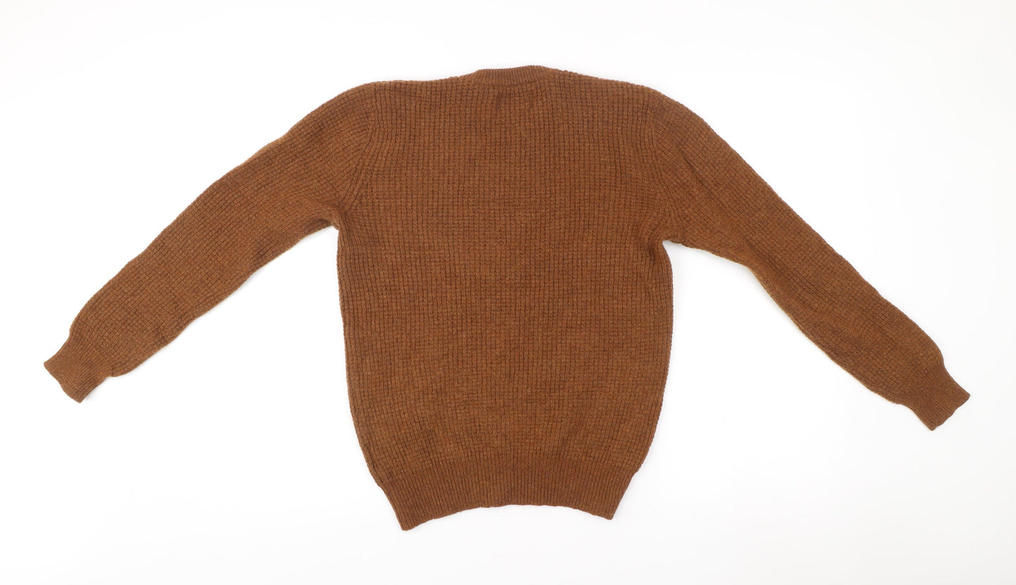 Racing Green Men’s Brown Wool Blend Crew Neck Jumper M