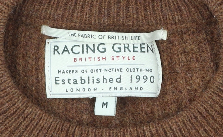 Racing Green Men’s Brown Wool Blend Crew Neck Jumper M