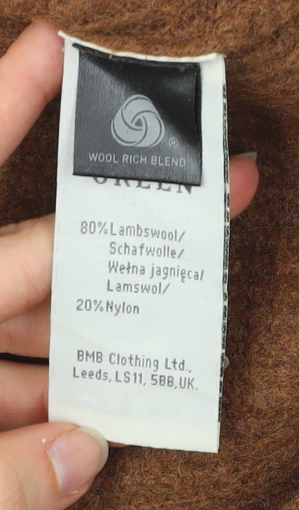 Racing Green Men’s Brown Wool Blend Crew Neck Jumper M