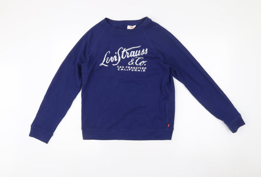 Levi's Mens Blue Sweatshirt Medium Crew Neck Logo Pullover