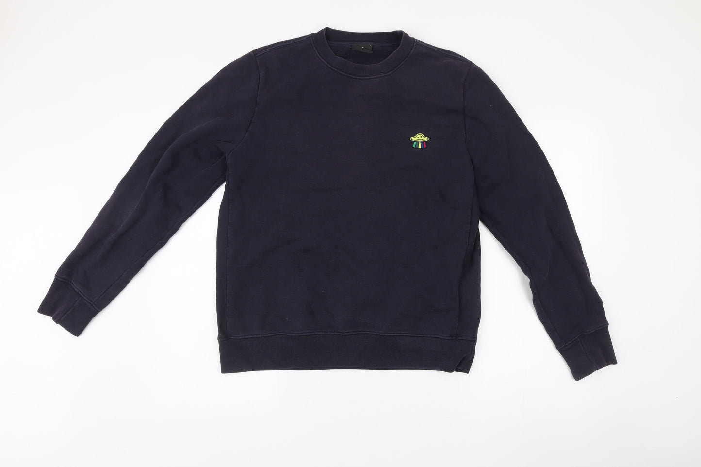 Paul Smith Mens Navy Blue Sweatshirt L Crew Neck Embroidered Logo