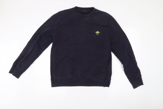 Paul Smith Mens Navy Blue Sweatshirt L Crew Neck Embroidered Logo