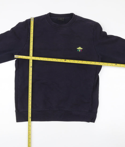 Paul Smith Mens Navy Blue Sweatshirt L Crew Neck Embroidered Logo