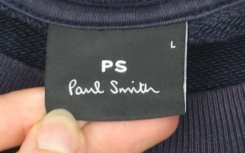 Paul Smith Mens Navy Blue Sweatshirt L Crew Neck Embroidered Logo