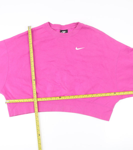 Nike Womens Pink Small Relaxed Fit Crew Neck Pullover Sweatshirt