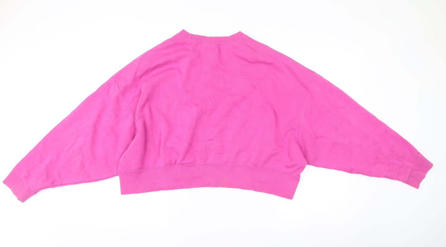Nike Womens Pink Small Relaxed Fit Crew Neck Pullover Sweatshirt