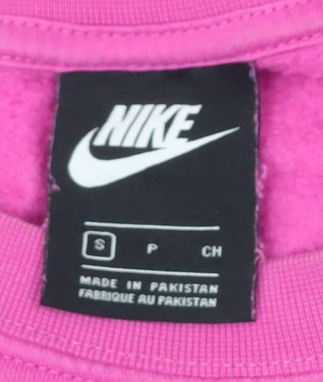 Nike Womens Pink Small Relaxed Fit Crew Neck Pullover Sweatshirt