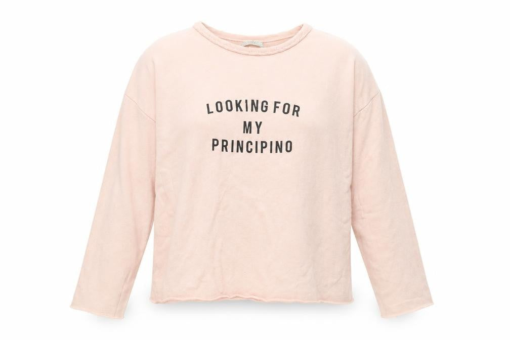 Zara Trafaluc Women Beige S Pullover Sweatshirt Graphic Print