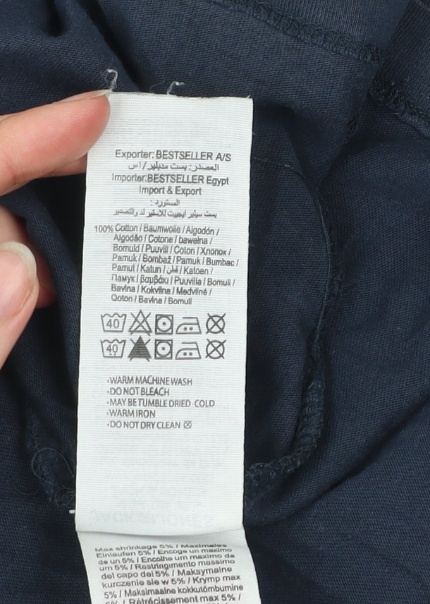 Jack & Jones Originals Mens Blue M Graphic Print Cotton T-Shirt