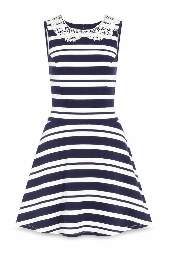 Dorothy Perkins Women’s Blue White Striped A-Line Dress Size 6