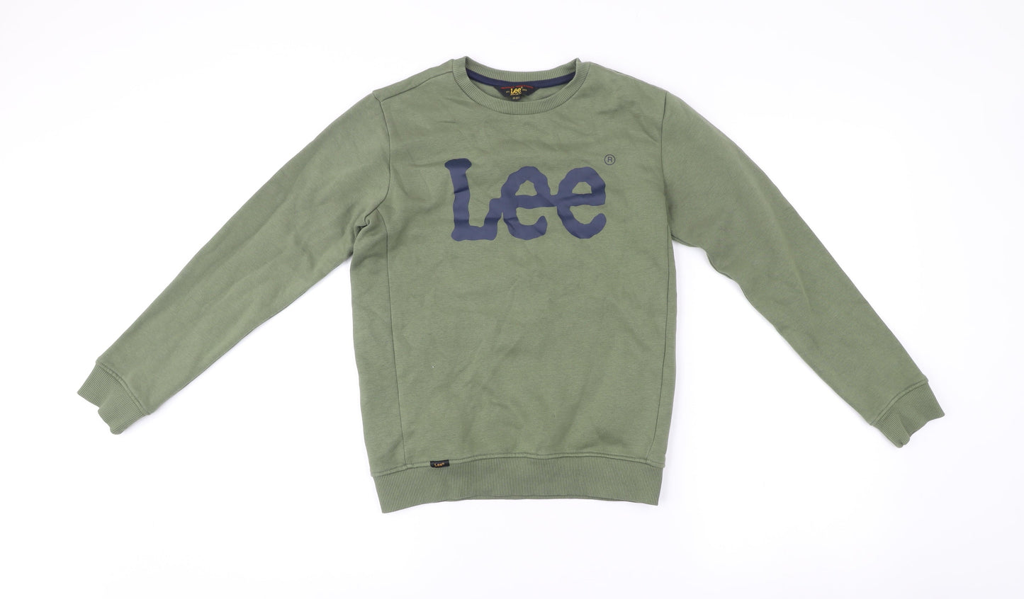 Lee Boys Green Logo Sweatshirt 10-11 Years Crew Neck Pullover Regular Fit