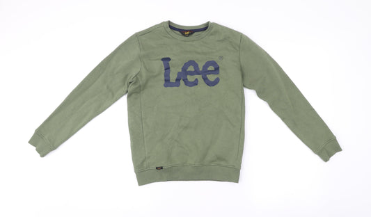 Lee Boys Green Logo Sweatshirt 10-11 Years Crew Neck Pullover Regular Fit