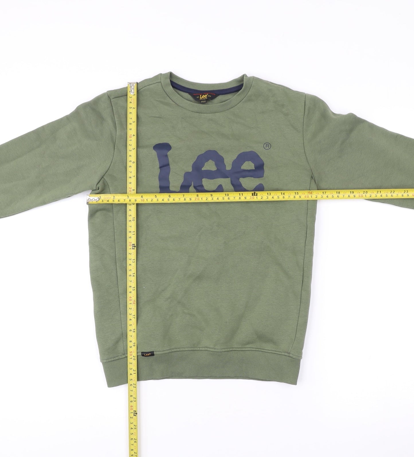 Lee Boys Green Logo Sweatshirt 10-11 Years Crew Neck Pullover Regular Fit
